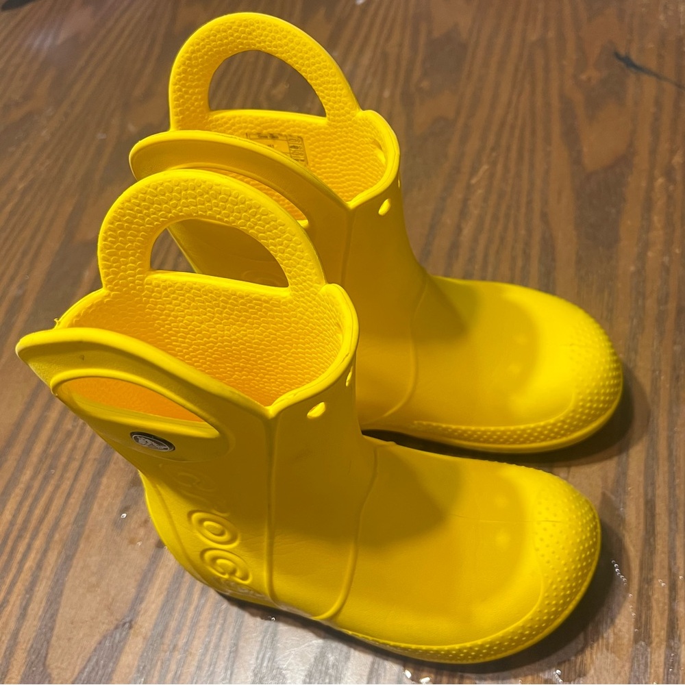 CROCS Bright Yellow Kids Rain Boots